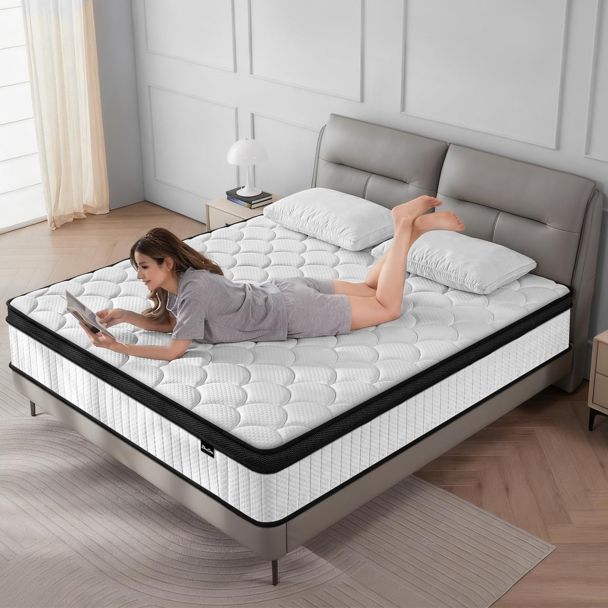 Queen Mattress 12 Inch Queen Size Mattress Medium Firm Hybrid Mattresses Memory Foam Pocket Springs Queen Bed Matress in a Box for All Sleeping Positions Motion Isolation Comfortable Sleep