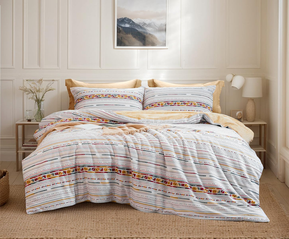 SLEEPBELLA Comforter Queen Size, 600 Thread Count Cotton Brown Branches and Blue Flowers Off-White Comforter Sets, Down Alternative Bedding Set 3Pcs(Queen, Off-White Botanical)