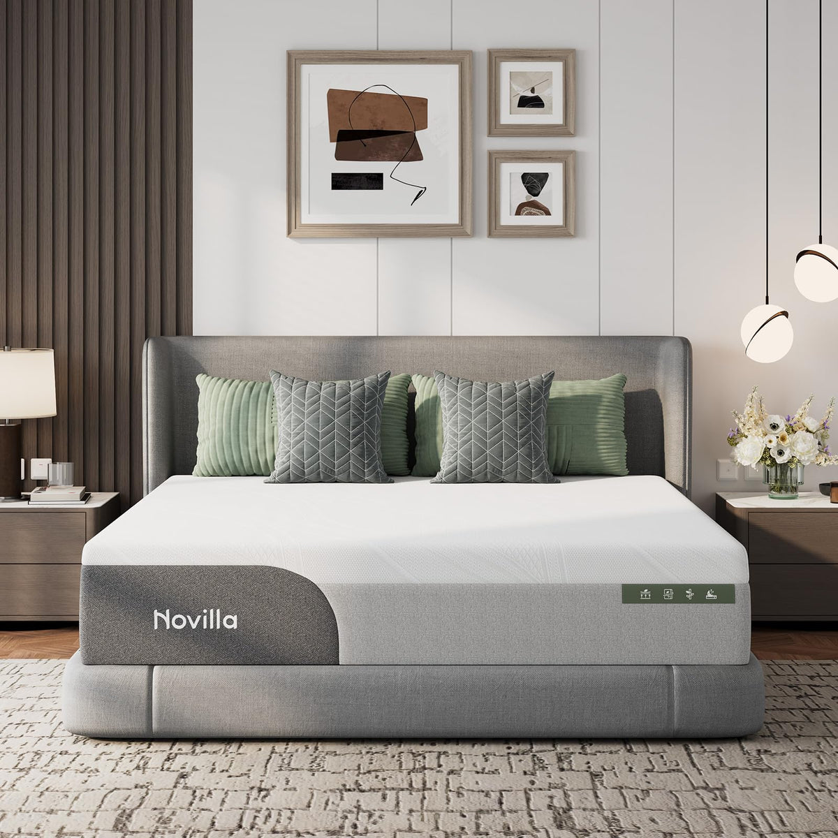 Novilla Bliss Cooling King Mattress, 12 Inch Gel-Infused Memory Foam
