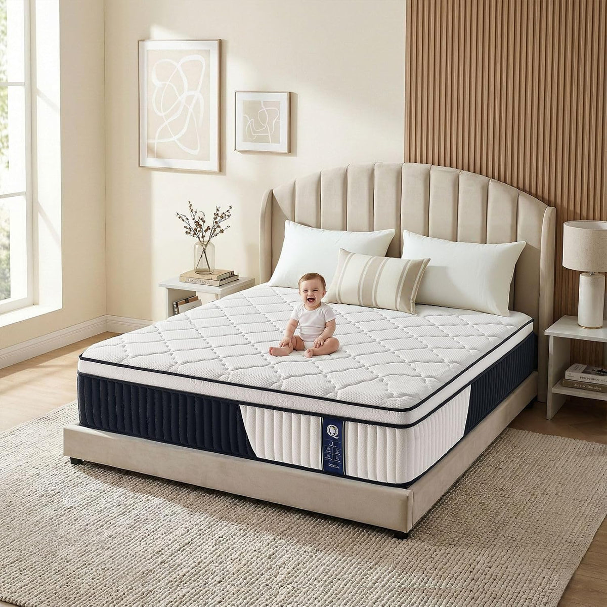 QUENSIYE Queen Mattress, 14 Inch Ultra Comfort Hybrid Foam Queen Size Mattresses with Independent Pocket Springs Mattress in a Box Pressure Relief & Supportive, Medium Firm
