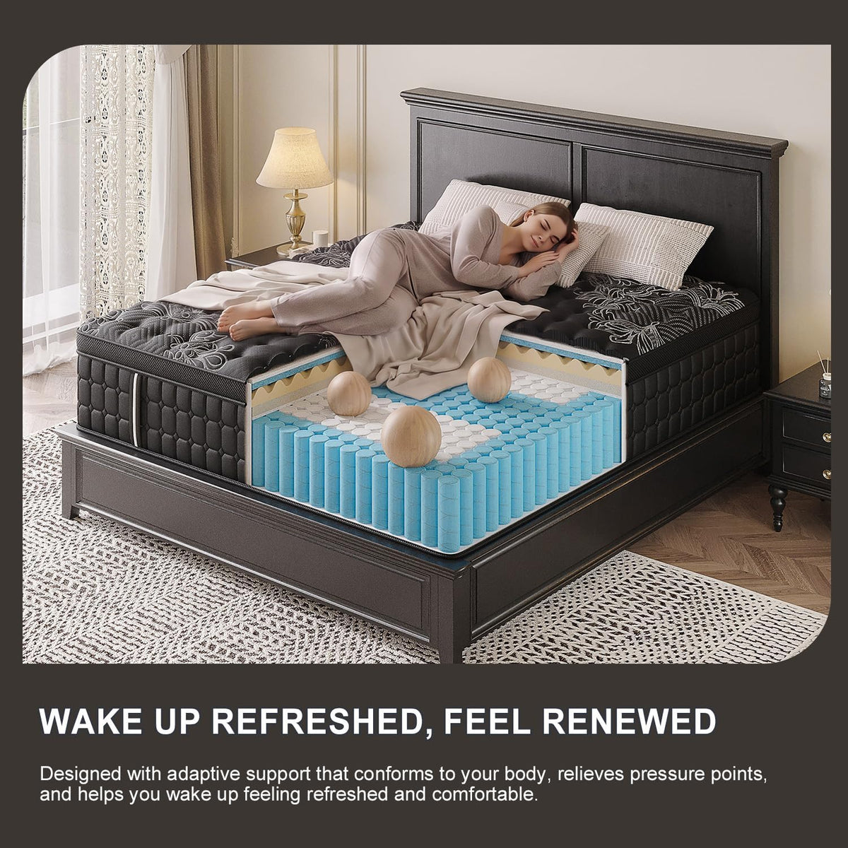 Queen Mattress 14 Inch Hybrid, Cooling-Gel Foam & Pocket Springs, Medium Firm with Edge Support – 365-Night Trial, Bed in a Box