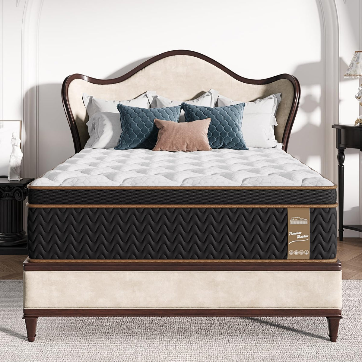 Queen Mattress 12 Inch, Cooling Hybrid Bed in a Box, 7-Zones Individual Pocket Spring, Motion Isolation, Targeted Hip/Shoulder/Lumbar Support, Fiberglass-Free, 365-Night Trial, CertiPUR-US