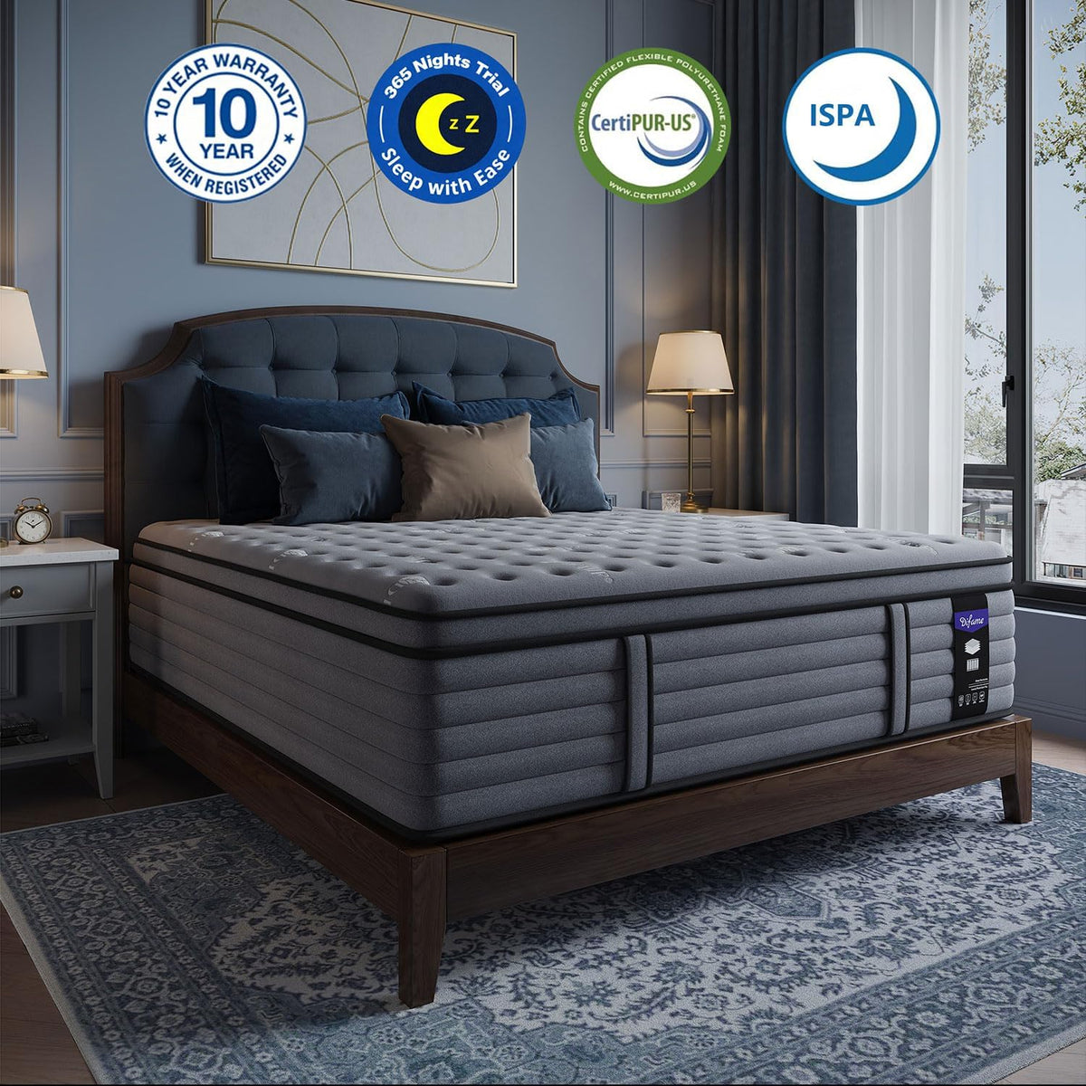 (Luxury Hotel) 18 Inch Hybrid King Size Mattress in a Box, Medium Firm