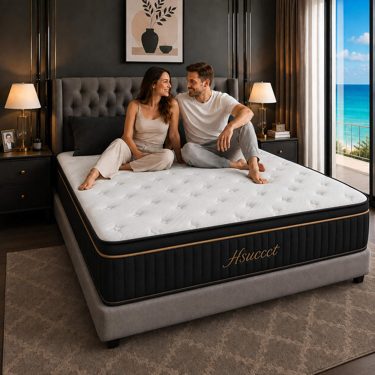 Queen 14 Inch Hybrid Mattress in a Box, Medium Firm for Side Sleepers