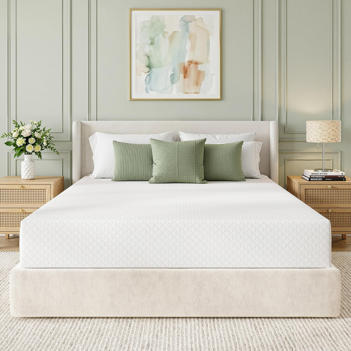 EGOHOME Full Size Memory Foam Mattress, 10 Inch Bed Mattress in a Box with Cooling Green Tea Gel, Relieve Pressure with Medium Firm Support, CertiPUR-US Certified, 75''L x 54''W, White