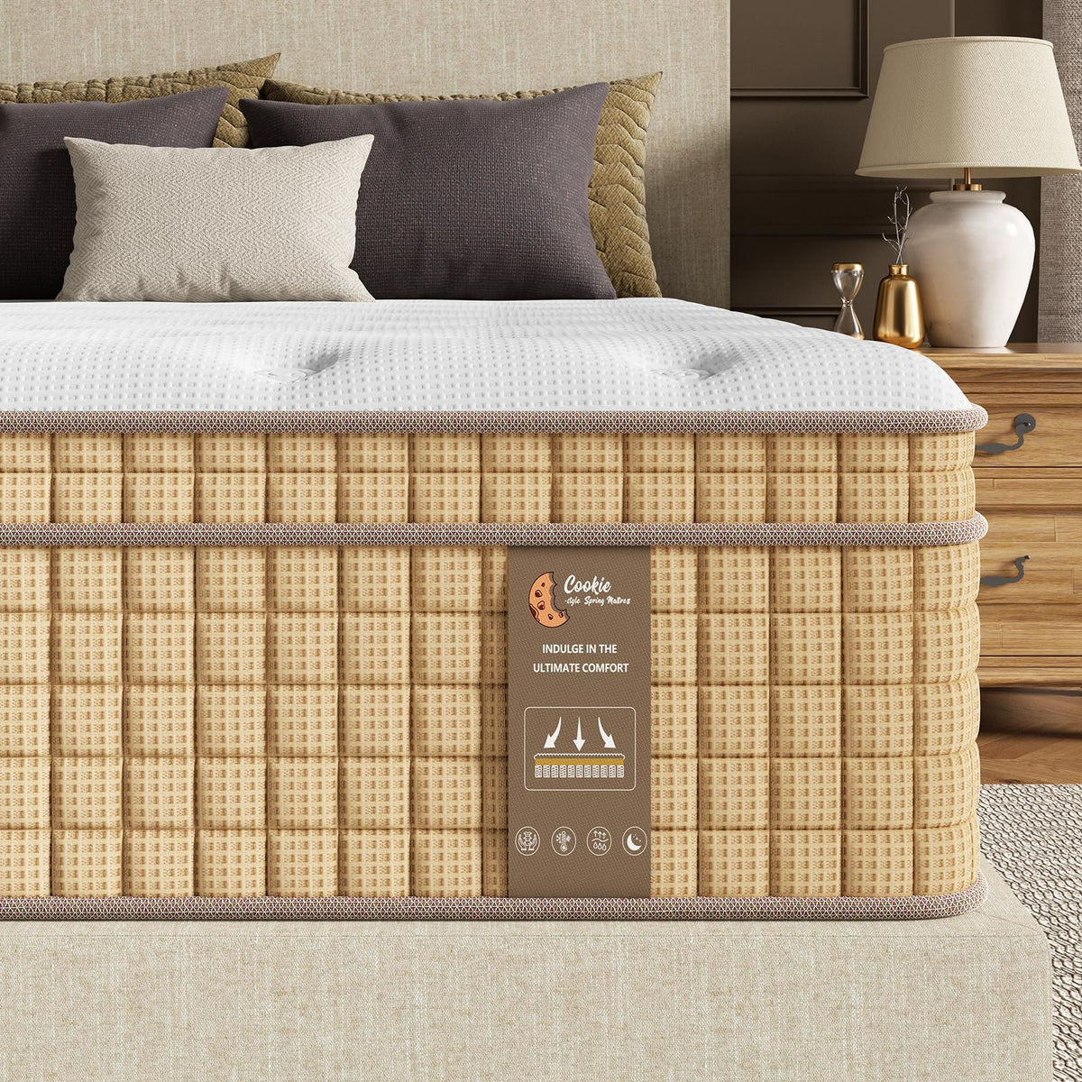 BedStory 14 inch Medium Firm King Mattress, Deep Sleep Hybrid Mattresses in a Box, Zoned Lumbar Support for & Back Pain Relief, CertiPUR-US Certified, 365 Night Trial, 10-Year