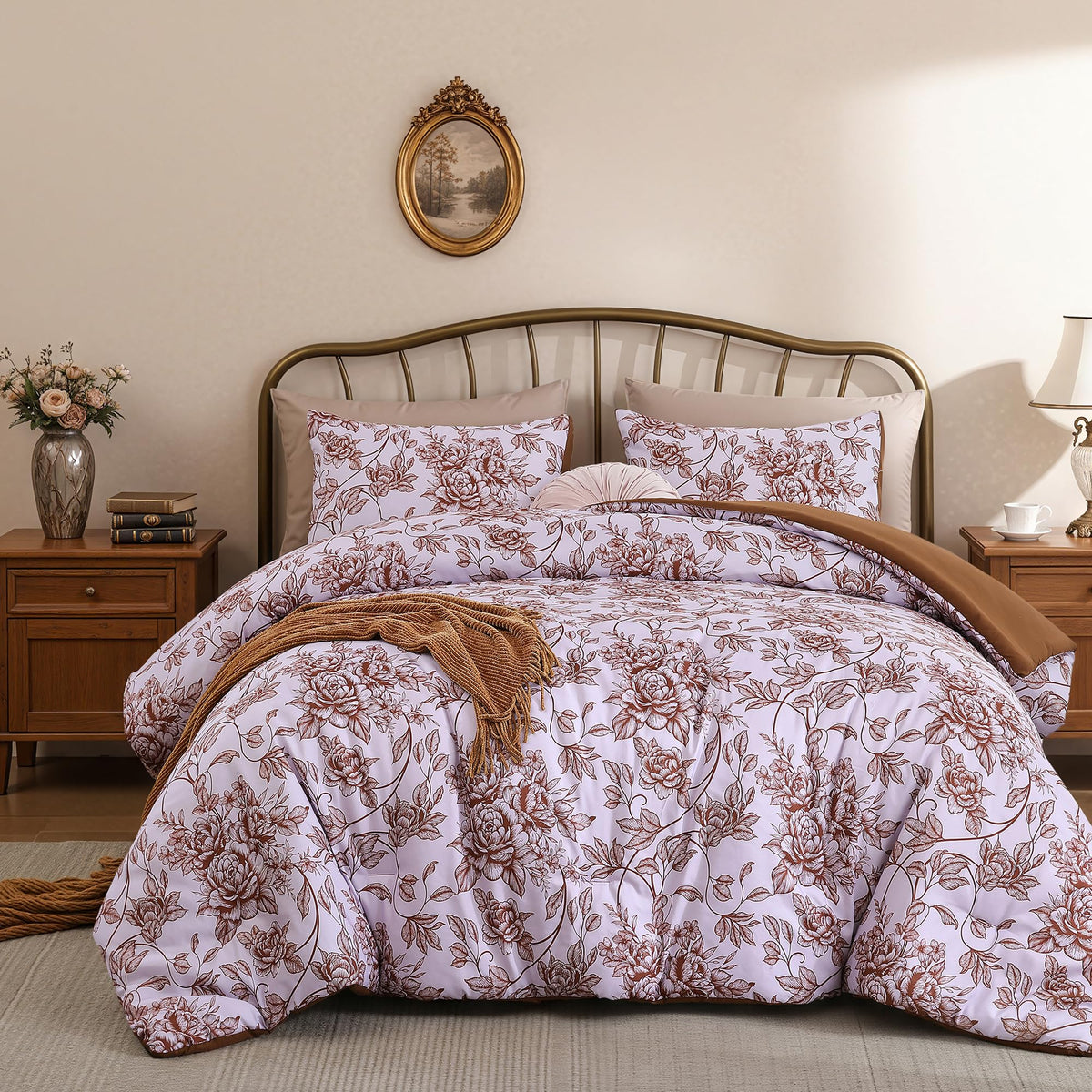 Cheetah Print Comforter Set Queen, Luxury Leopard Print Bedding, Brown