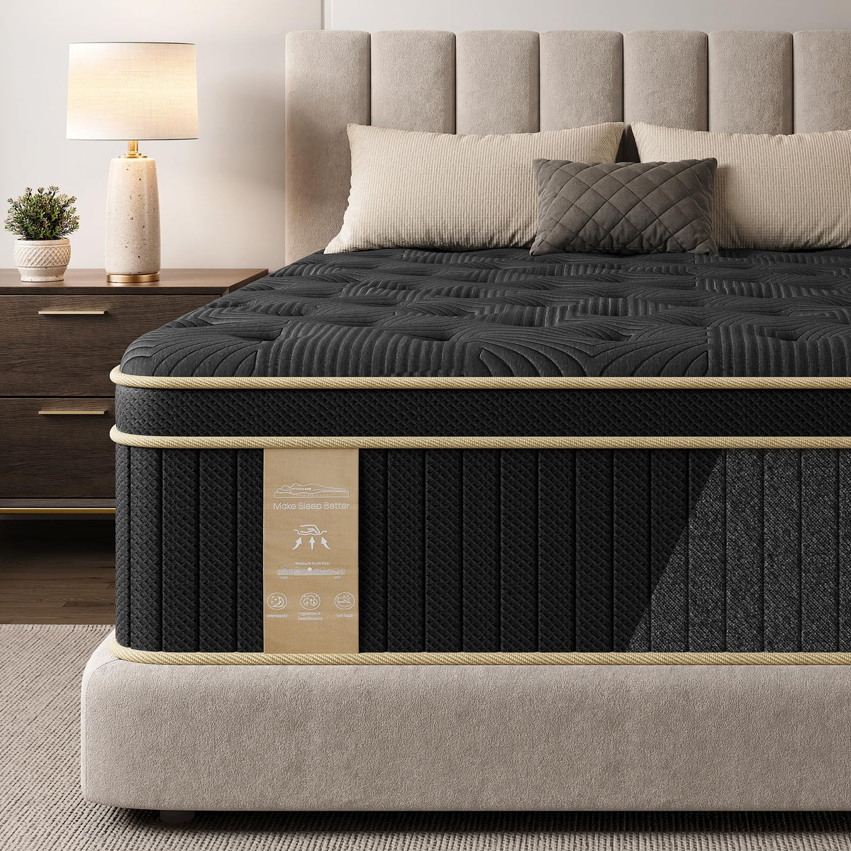 Mattress Queen Size, 12 inch Queen Hybrid Mattress in a Box, Medium Firm
