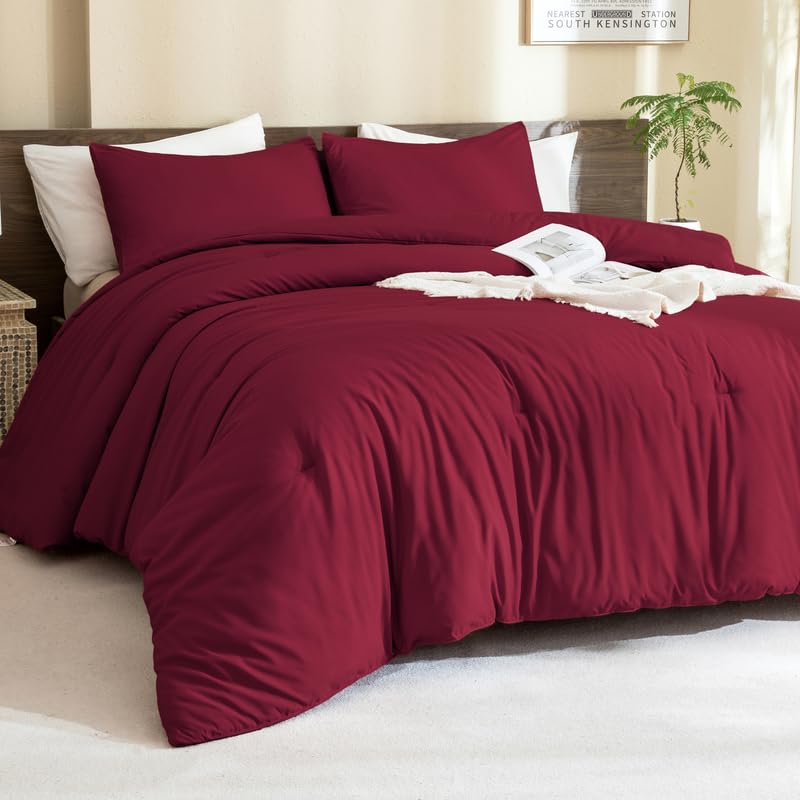 Paxrac Earthy Brown Comforter Queen Size, Neutral 3 Pieces Comforter Set, Lightweight Solid Bedding Set, All Seasons Soft Fluffy Queen Comforter Set (90x90In Comforter & 2 Pillowcases)