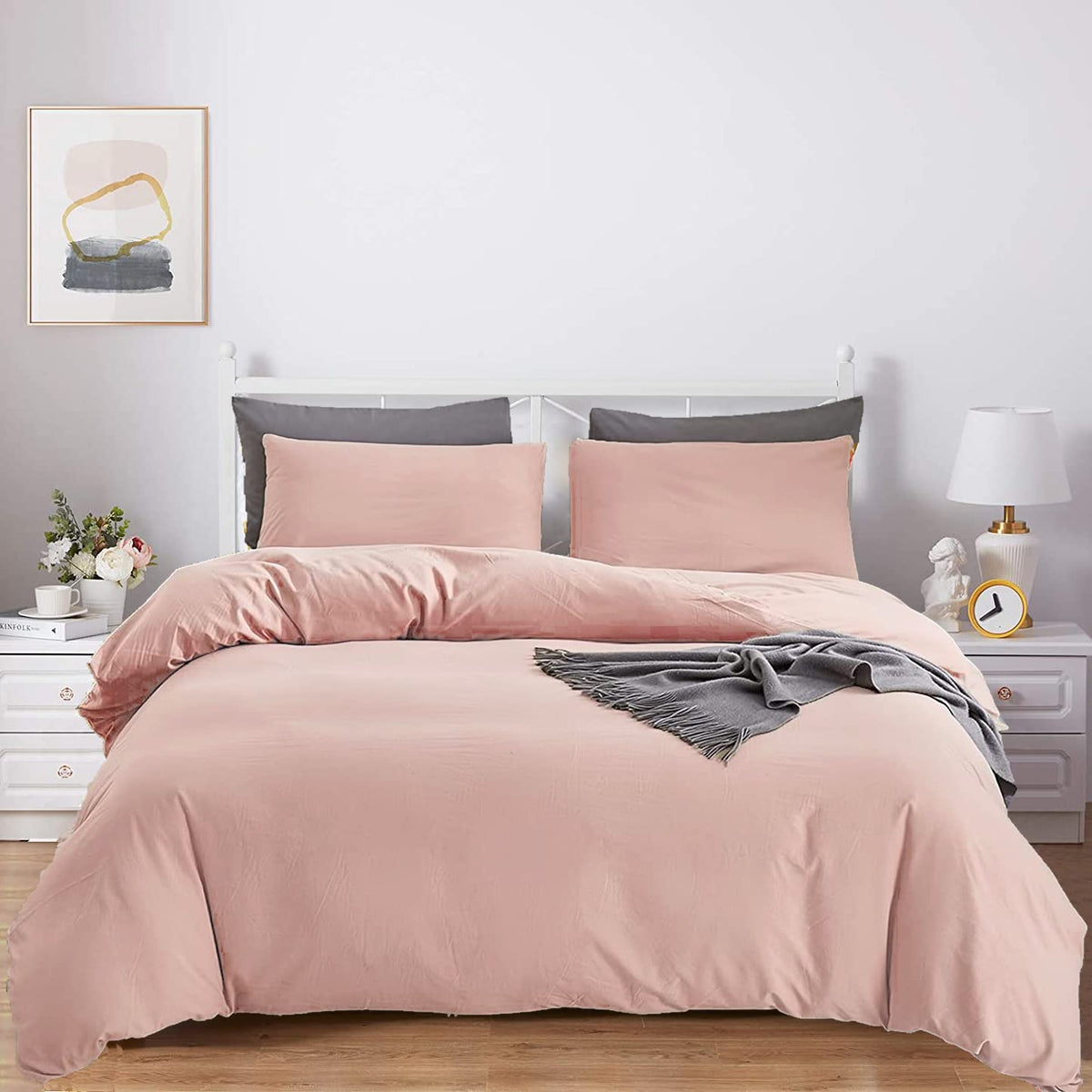 KAREVER White Fluffy Comforter Set Cal King Women Soft Durable Beddig Comforter Set MenLightweight Breathable California King