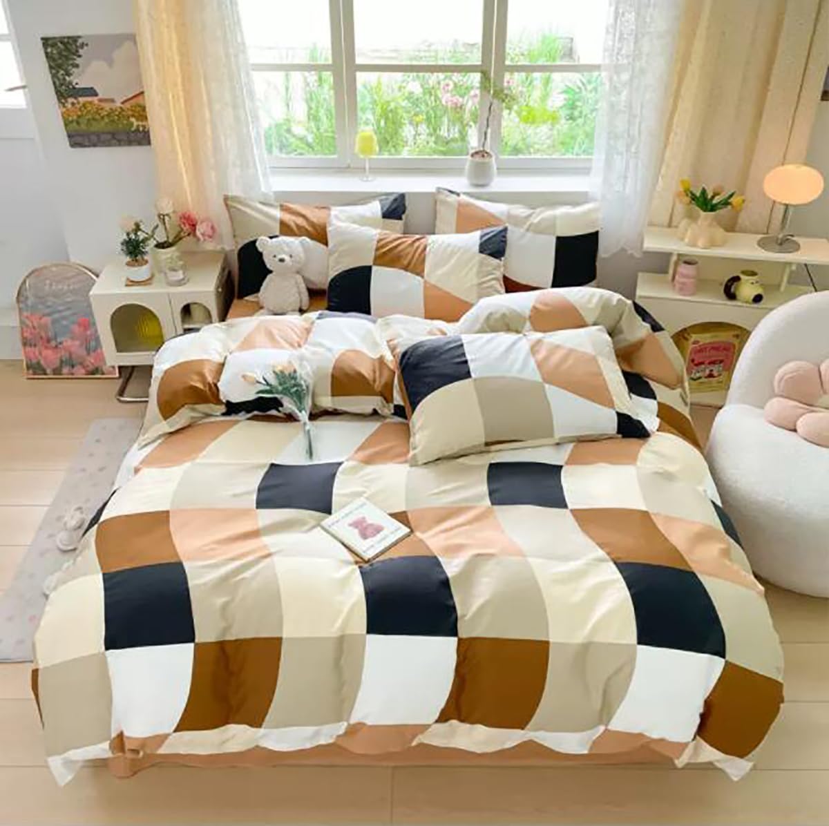 KAREVER White Fluffy Comforter Set Cal King Women Soft Durable Beddig Comforter Set MenLightweight Breathable California King