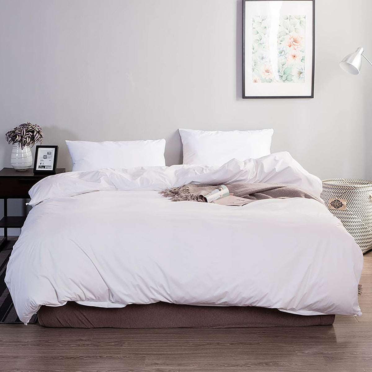 KAREVER White Fluffy Comforter Set Cal King Women Soft Durable Beddig Comforter Set MenLightweight Breathable California King