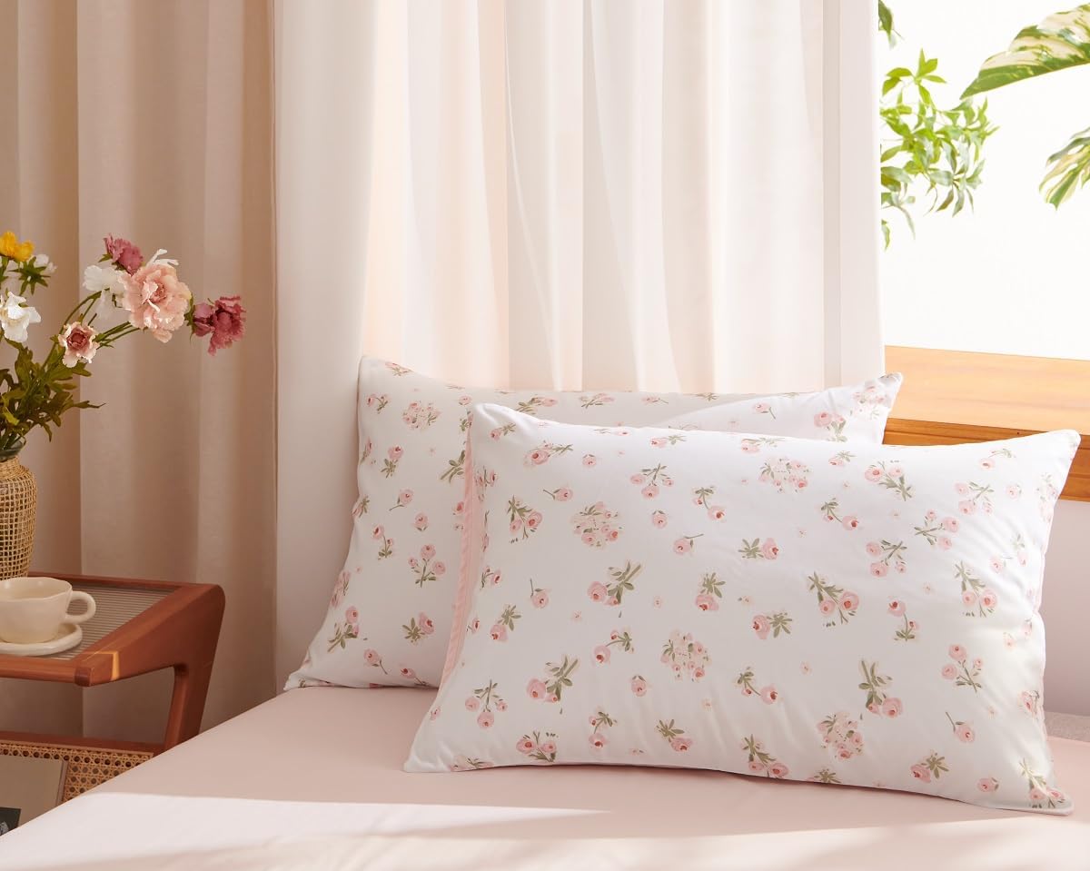 Floral Comforter Set Full Size Pink Bedding Sets for All Season