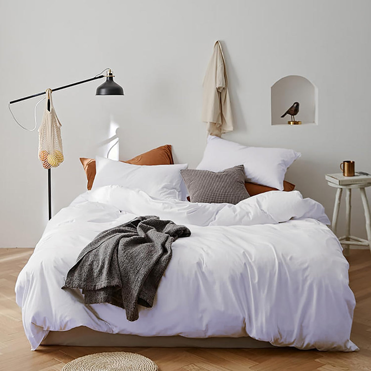 KAREVER White Fluffy Comforter Set Cal King Women Soft Durable Beddig Comforter Set MenLightweight Breathable California King