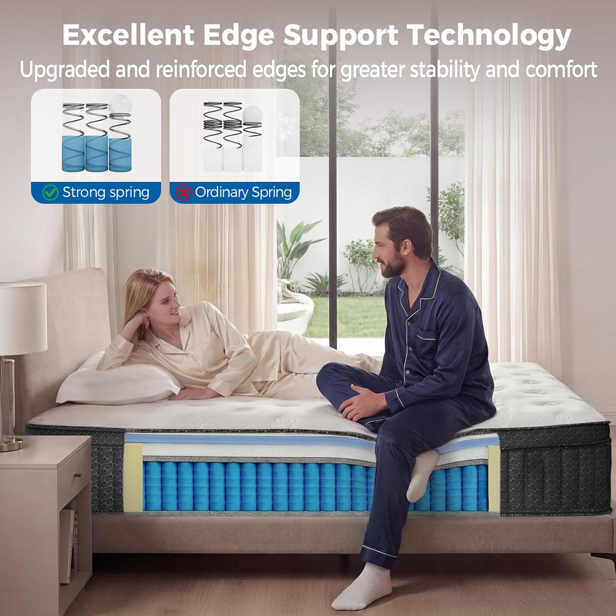 Ailis Queen Mattress, 12 Inch Queen Hybrid Mattress in a Box, Medium Firm with Upgraded Pocket Springs for Superior Motion Isolation, Strong Edge Support & Breathable Comfort
