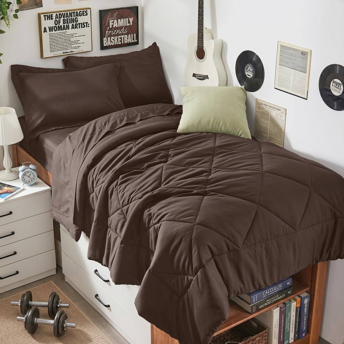 HEVUMYI 7-Piece Queen Comforter Set, Dark Grey Bed in a Bag