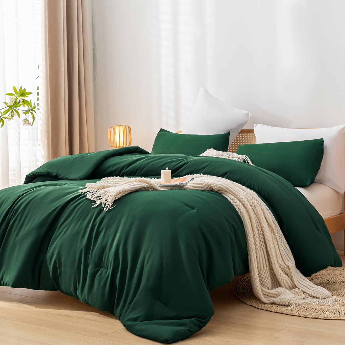 weigelia Pink Comforter Set Queen Size, All Season Lightweight Bedding Set