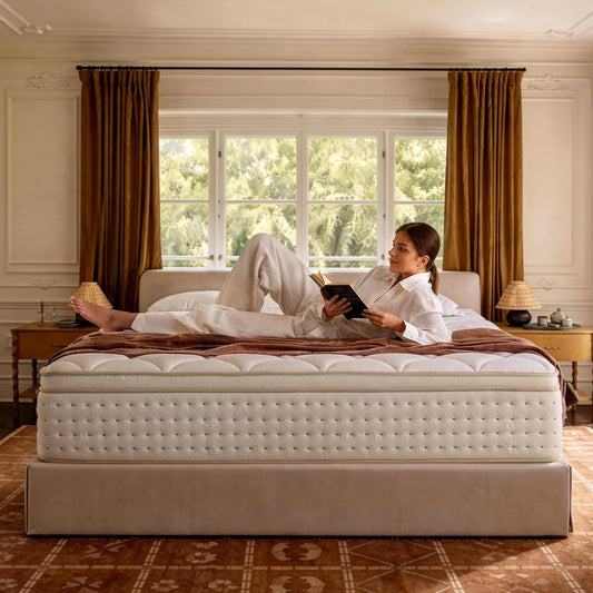 COMFBOX 14 Inch King Size Mattress Hybrid King Mattress with Memory Foam & Pocket Coils, Medium Firm, Motion Isolation, Pressure Relief, CertiPUR-US (White, King)