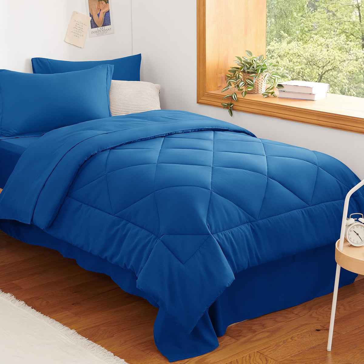 CozyLux Queen Comforter Set 88"x88" Dark Grey - 7 Piece Bed in a Bag