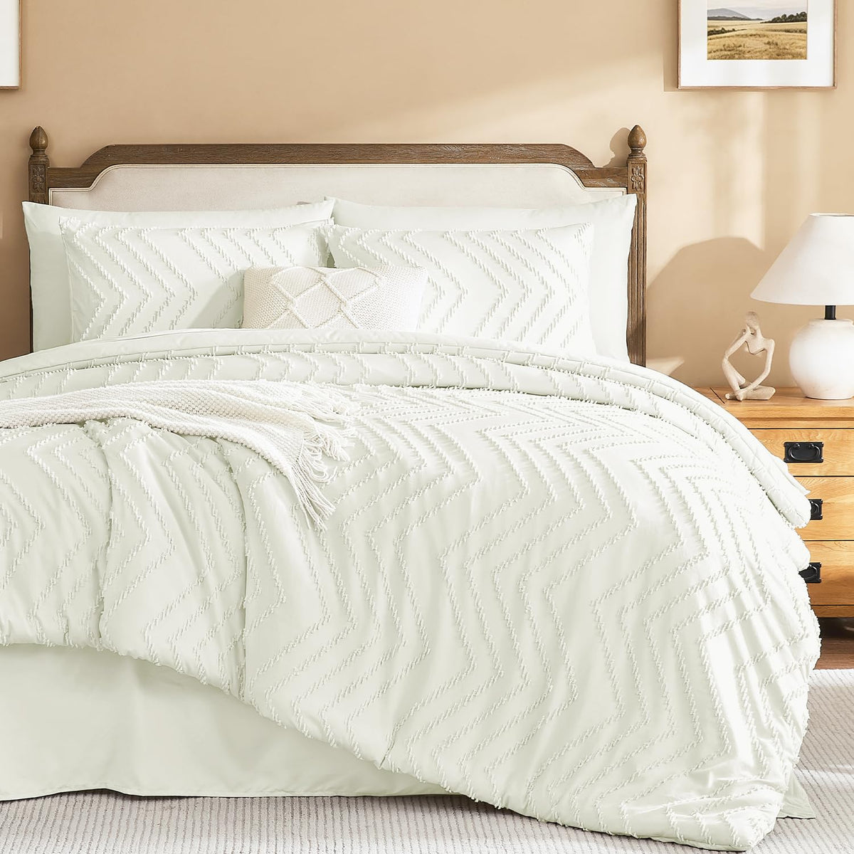Litanika California King Comforter with Sheets, 7 Pieces Boho Bed Set
