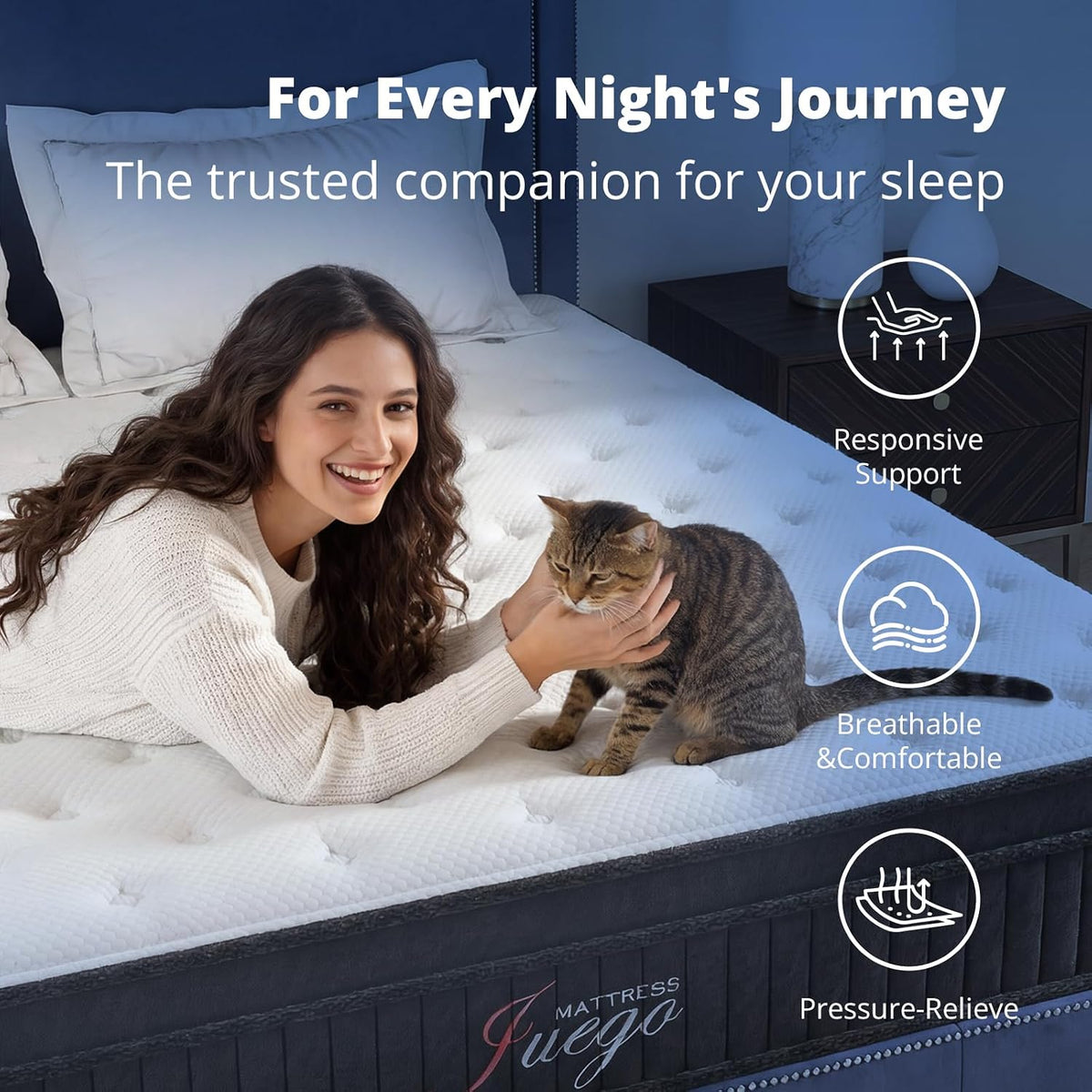 Juego 14 Inch Queen Mattress，Cooling Hybrid Mattress for All Sleepers