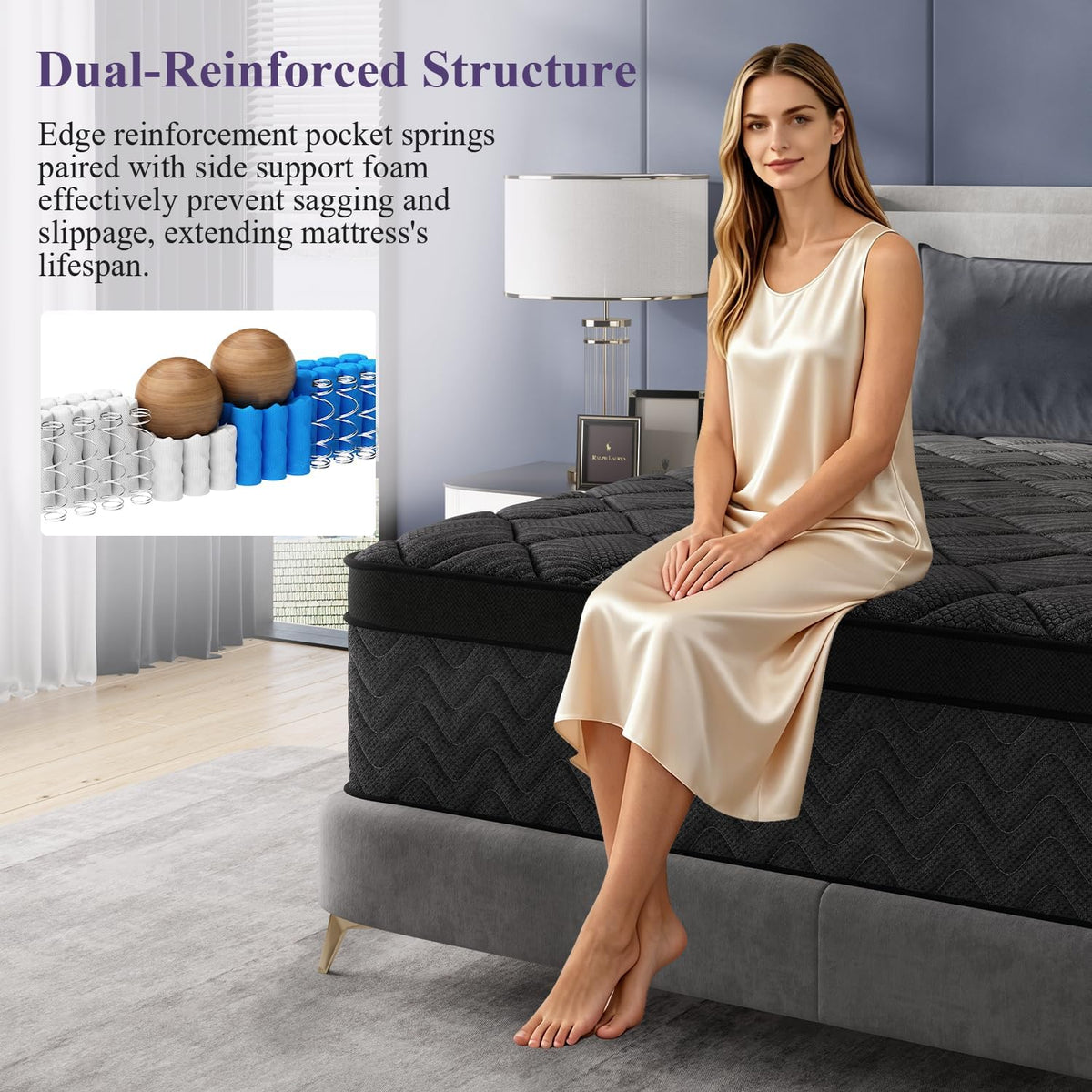 Upgraded Luxury 14 Inch Hybrid King Size Mattress in a Box, Medium Firm