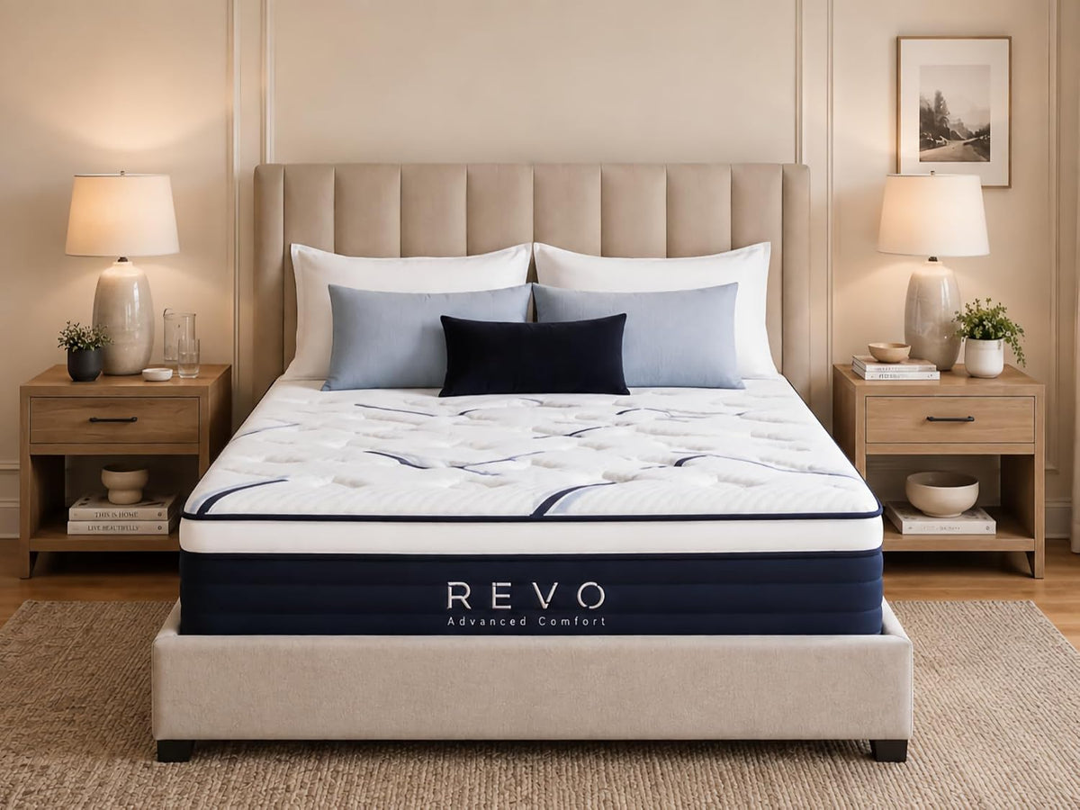 REVO Cooling Gel Memory Foam Hybrid Mattress, Cal King 12 Inch, Medium