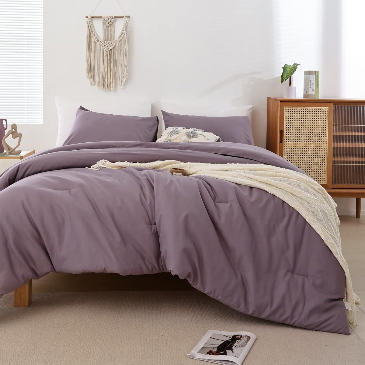 ROSGONIA Queen Comforter Set Olive Green, 3pcs Bedding Sets Queen (1 Boho Olive Comforter & 2 Pillowcases), All Season Lightweight Blanket Quilt