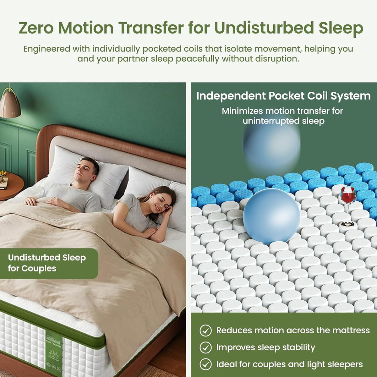 14 Inch Queen Size Mattress, Luxury Hybrid Mattress for Zoned Support