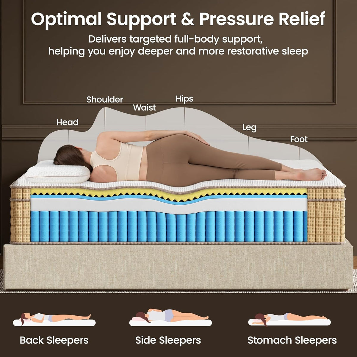 BedStory 14 inch Medium Firm King Mattress, Deep Sleep Hybrid Mattresses in a Box, Zoned Lumbar Support for & Back Pain Relief, CertiPUR-US Certified, 365 Night Trial, 10-Year
