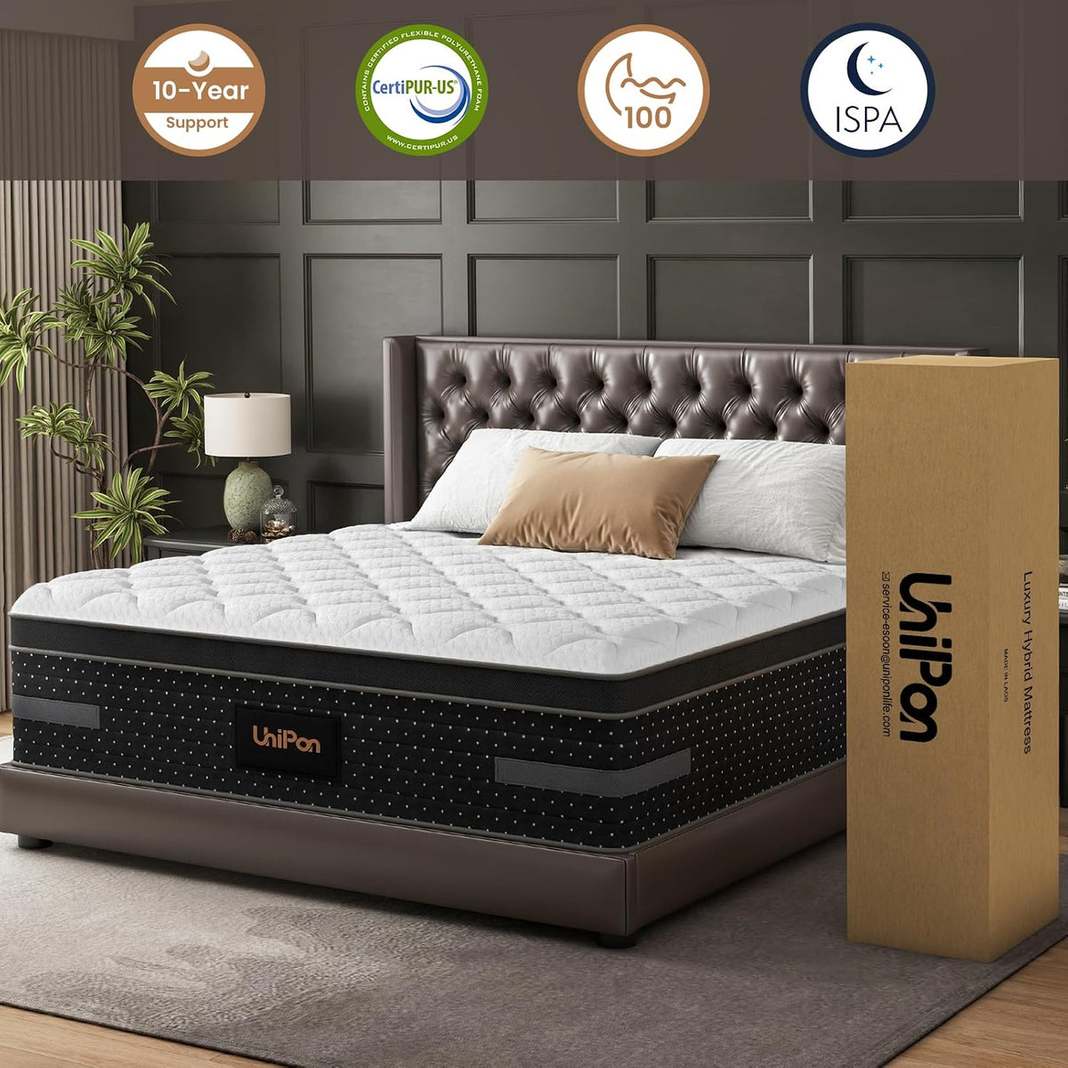 Firm Queen Mattress 12 Inch, Hybrid Mattresses with Back & Hip Support| Deep Sleep & Zoned Support, Fiberglass-Free and CertiPUR-US Certified, 365-Night Trial, 10 Years Warranty