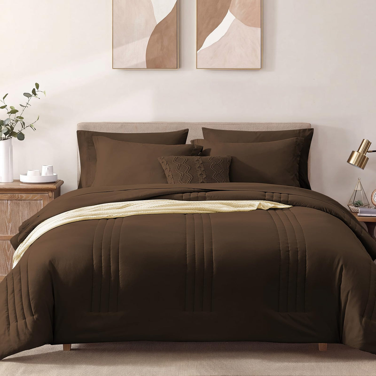 Full Size Comforter Sets-7 Pieces Sage Soft Bed in a Bag Full Bedding Sets