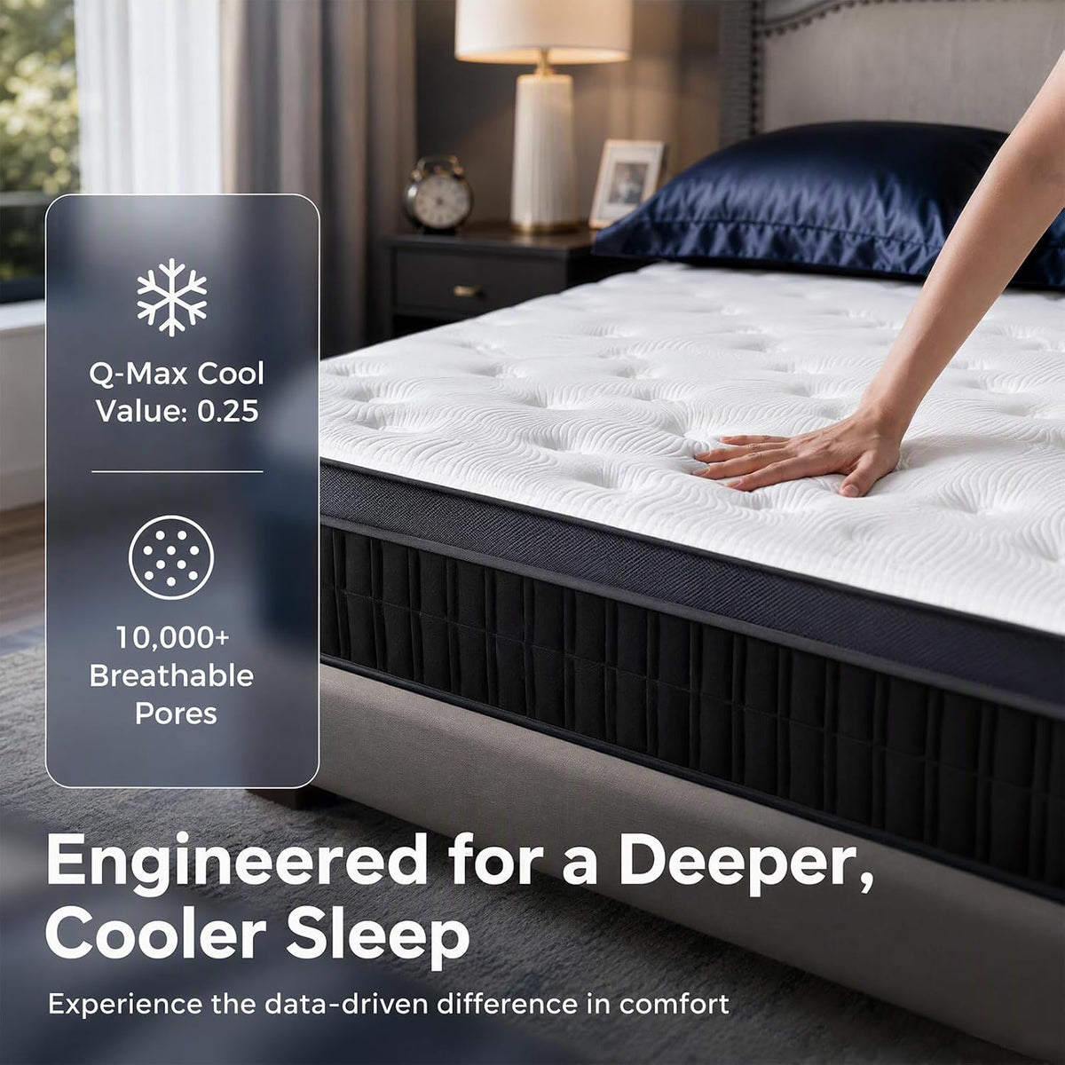 Queen Mattress 12 Inch, Medium Firm Hybrid with Pocket Coils & Cooling Gel