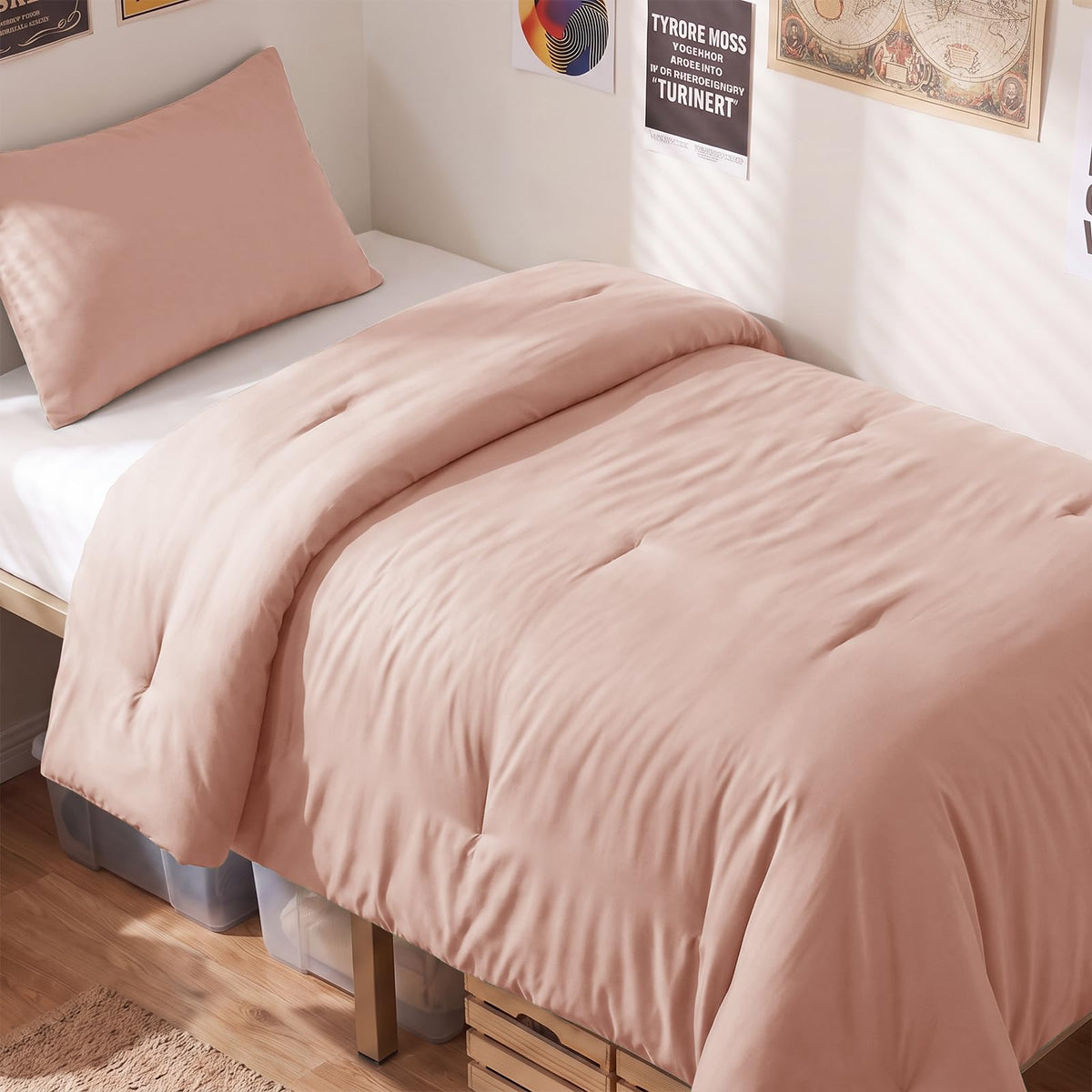 CozyLux Queen Comforter Set, 3 Pieces Down Alternative Bedding, Black