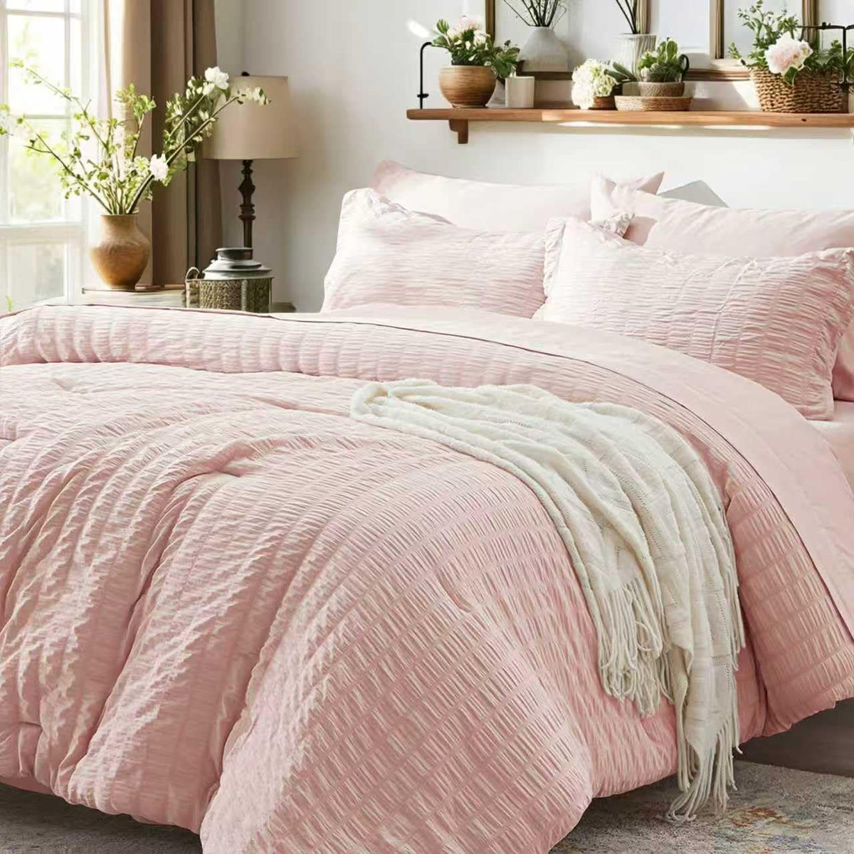 Twin Comforter Set 5 Piece, Olive Green Bed in a Bag Twin Size Bedding Sets