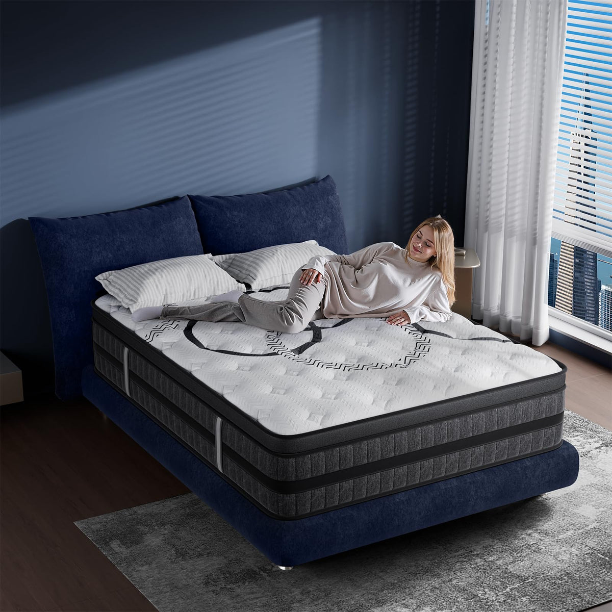 King Size Mattress, 14 Inch Hybrid King Mattress in a Box, Medium Firm, Memory Foam & Pocketed Springs, Pressure Relief, CertiPUR-US Certified& Fiberglass Free, Motion Isolation, 365-Night Trial
