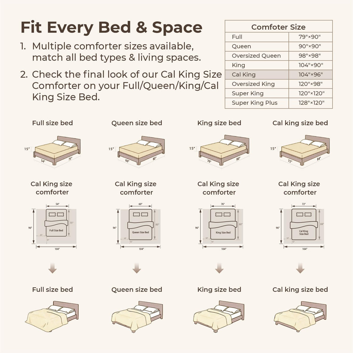 Litanika California King Comforter Set, 3 Pcs Beige Tufted Boho Bedding Set