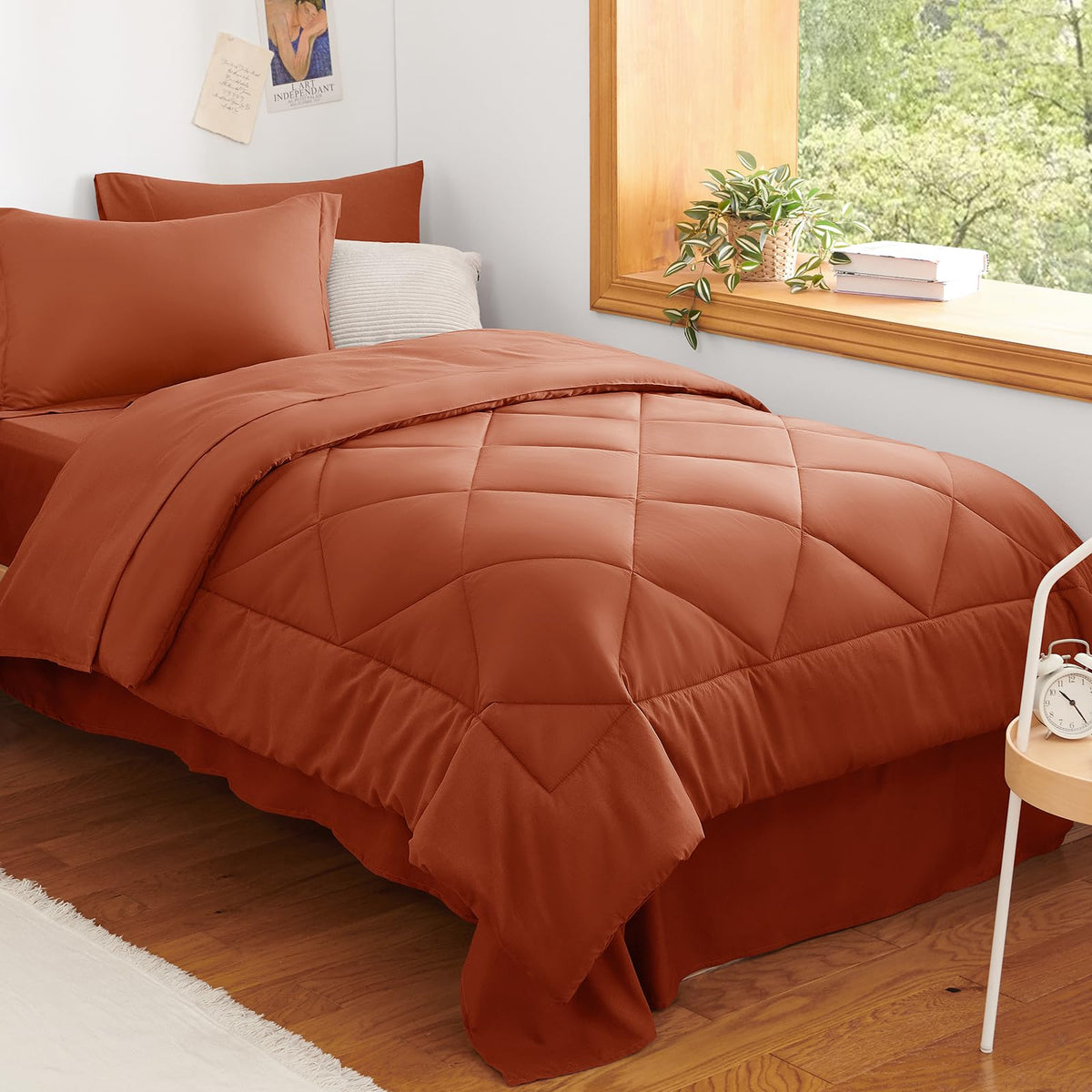 CozyLux Queen Comforter Set 88"x88" Dark Grey - 7 Piece Bed in a Bag