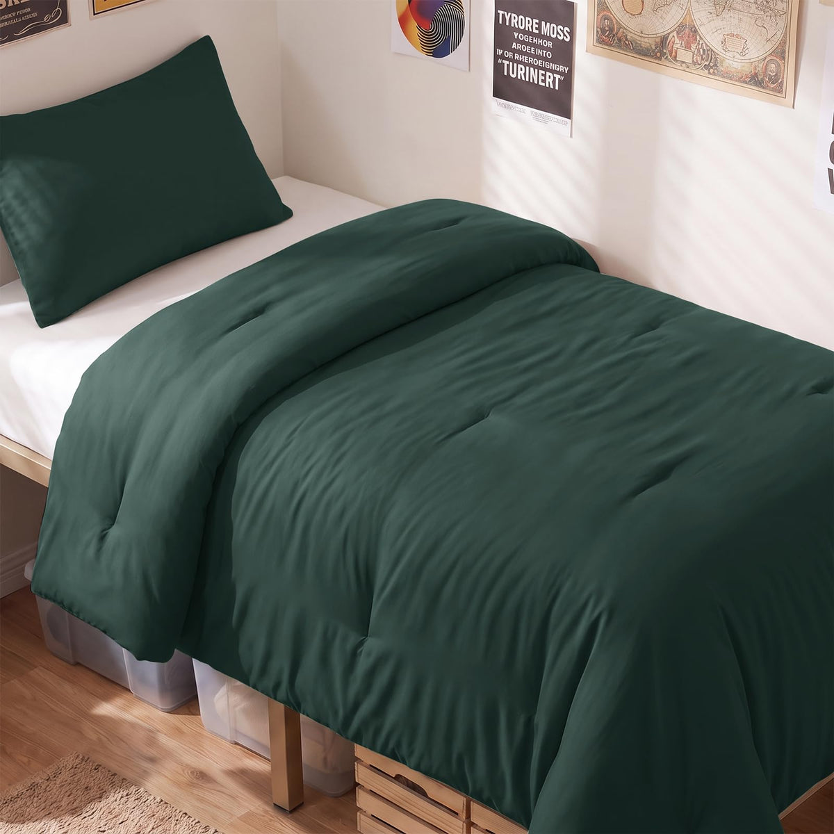 CozyLux Queen Comforter Set, 3 Pieces Down Alternative Bedding, Black