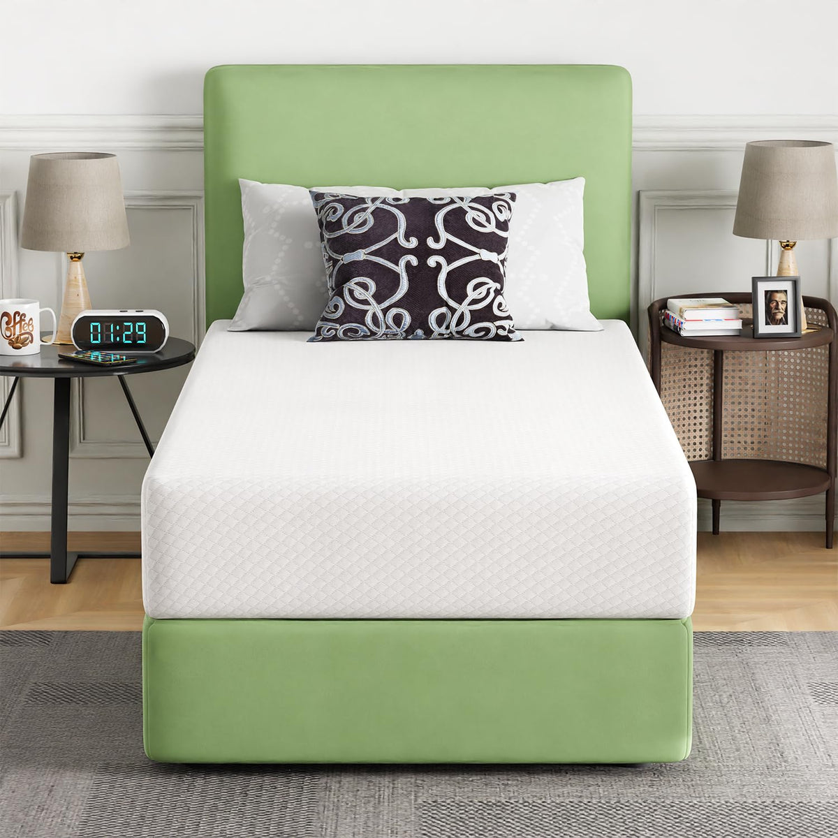 FDW | 6 Inch Twin Mattress | Medium Firm | Gel Memory Foam | White