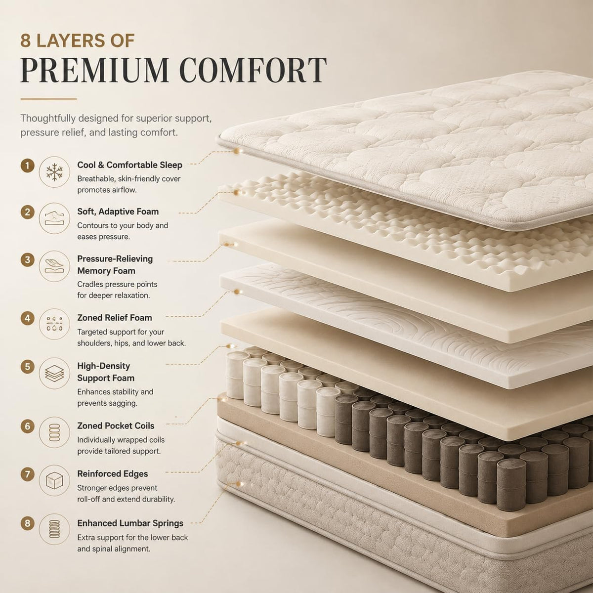 12 Inch Hybrid Queen Mattress – Medium Firm Gel Memory Foam, CertiPUR-US