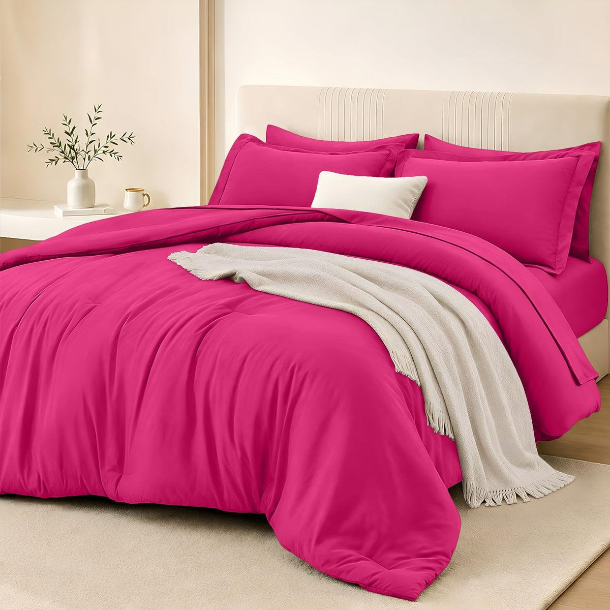 FUANNA Brown Queen Comforter Set 7 Pieces, Bed in a Bag Soft Bedding Sets