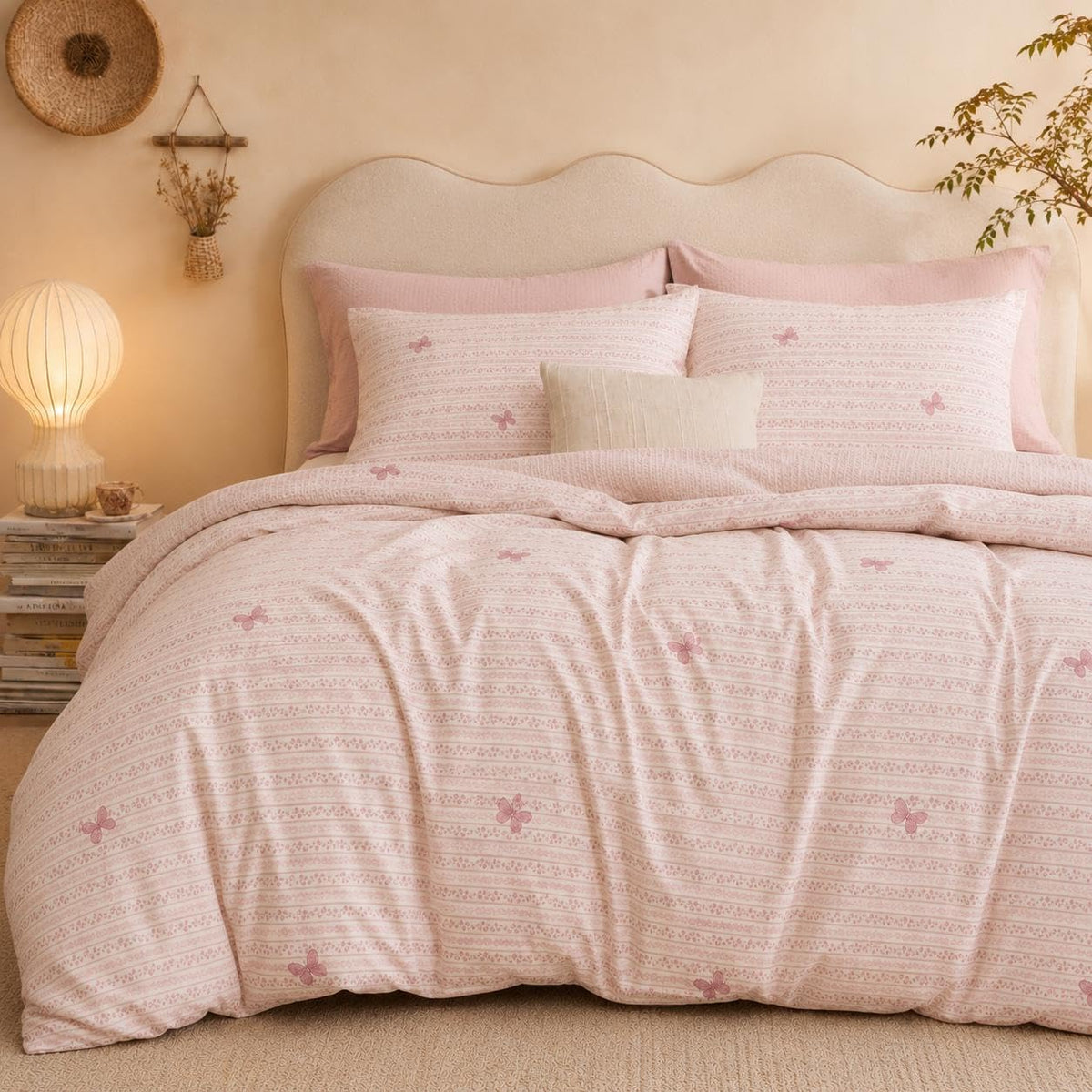 Floral Comforter Set Full Size Pink Bedding Sets for All Season