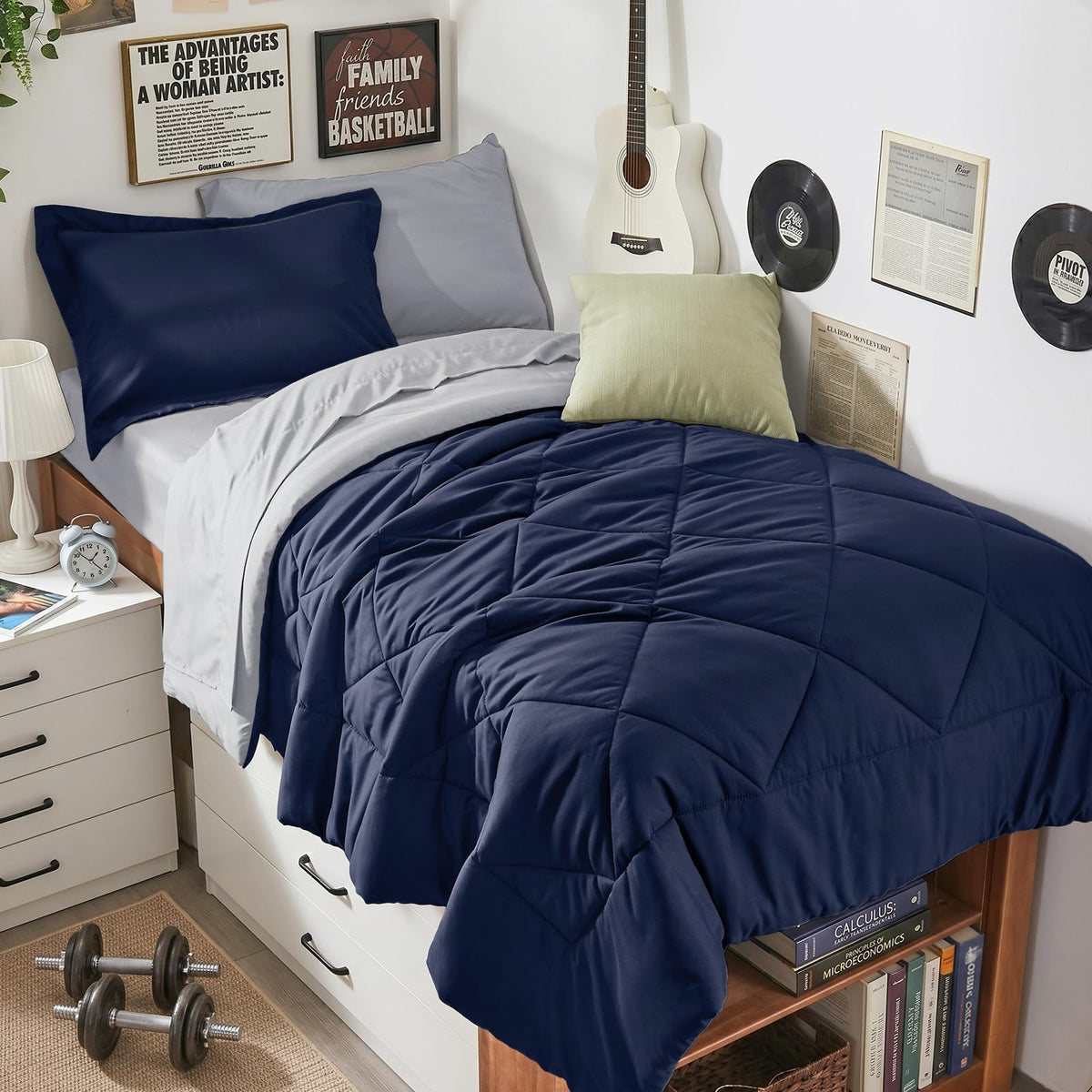 HEVUMYI 7-Piece Queen Comforter Set, Dark Grey Bed in a Bag
