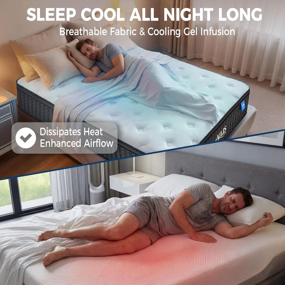 Ailis Queen Mattress, 12 Inch Queen Hybrid Mattress in a Box, Medium Firm with Upgraded Pocket Springs for Superior Motion Isolation, Strong Edge Support & Breathable Comfort