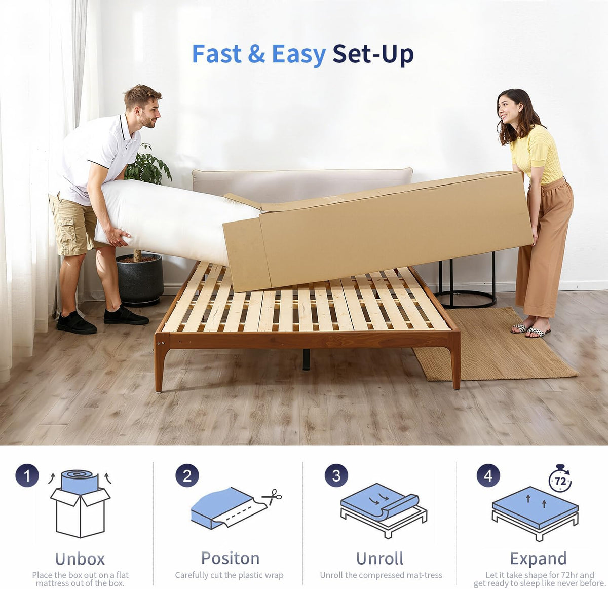 FDW | 6 Inch Twin Mattress | Medium Firm | Gel Memory Foam | White