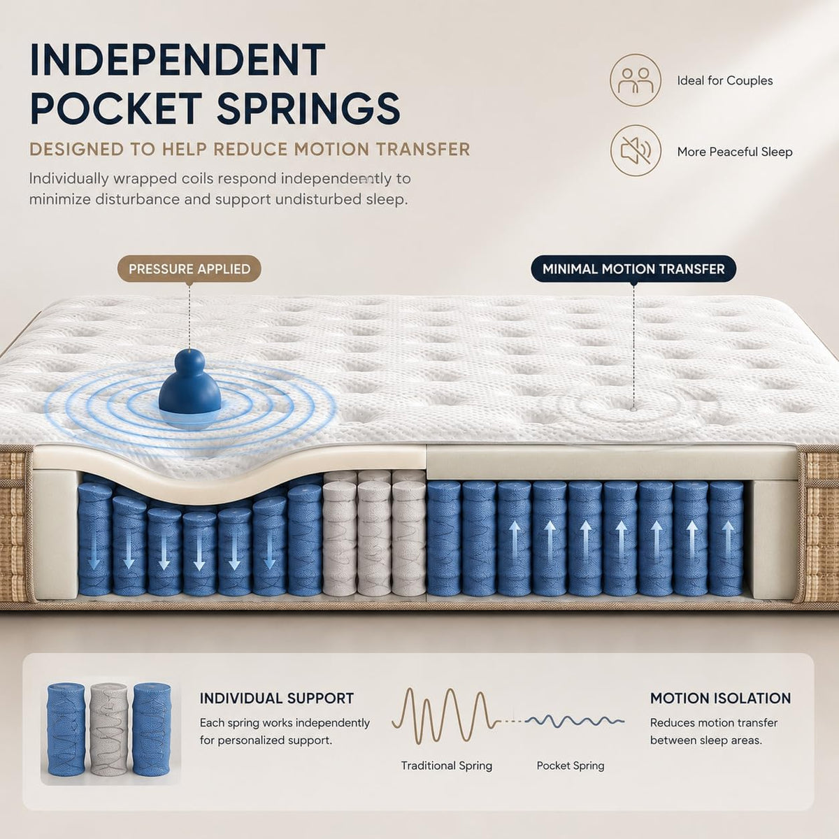 Queen Size Mattress, 14 Inch Queen Mattress Medium Firm Hybrid Memory Foam