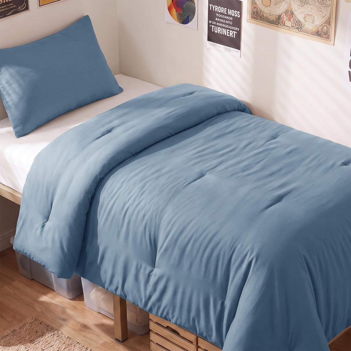 CozyLux Queen Comforter Set, 3 Pieces Down Alternative Bedding, Black