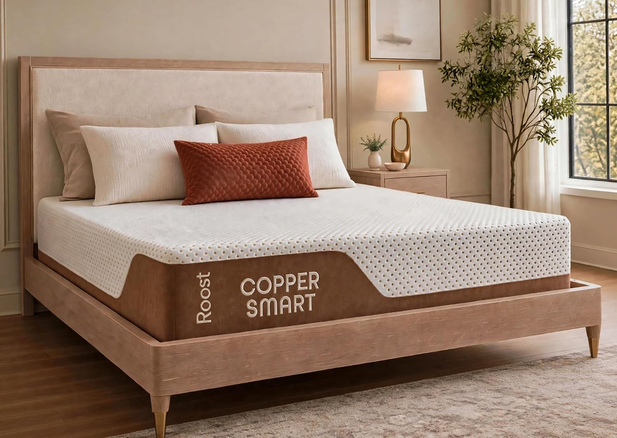 ROOST SLEEP Copper Smart Cooling Hybrid Mattress, Cal King 14 Inch, Medium