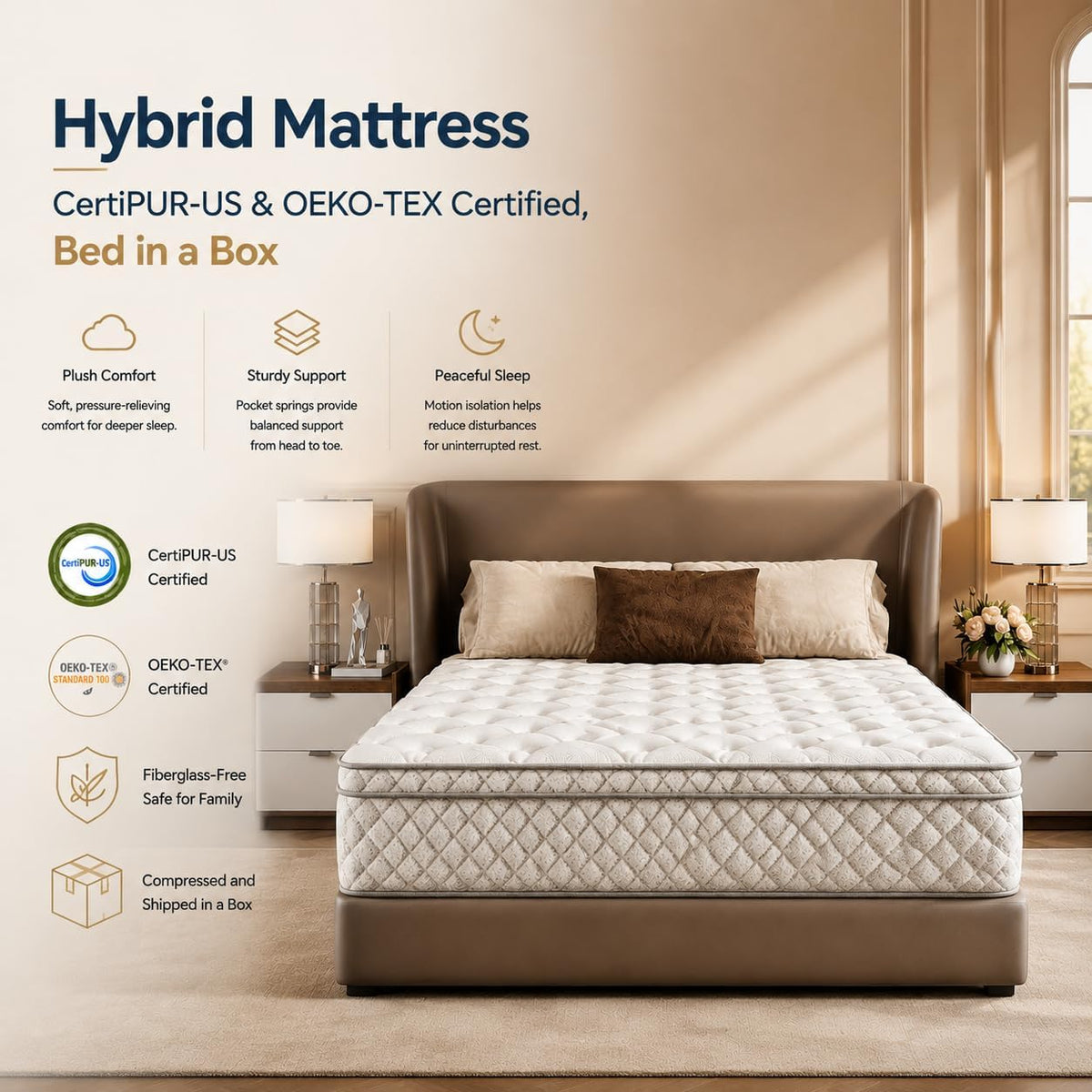12 Inch Hybrid Queen Mattress – Medium Firm Gel Memory Foam, CertiPUR-US